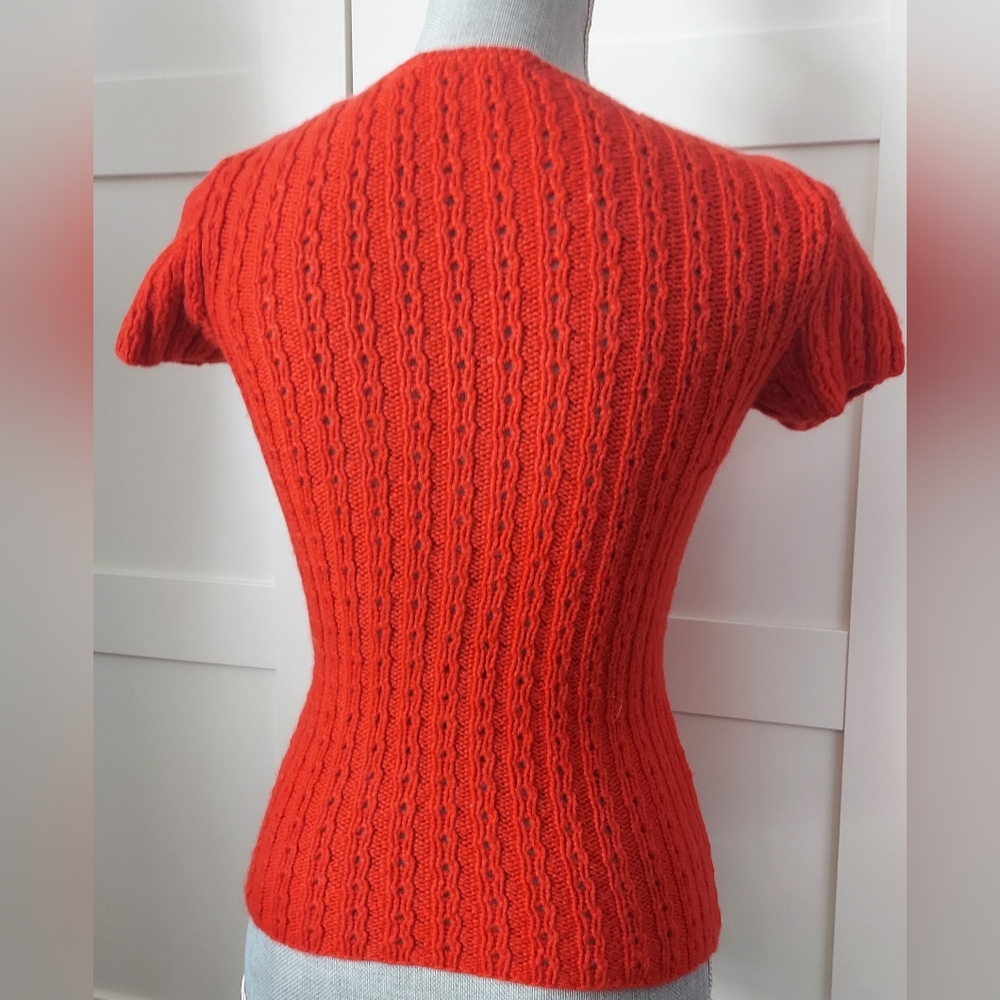❤️BUY2️⃣GET1️⃣🆓$1,900 OSCAR DE LA RENTA CASHMERE RED BOW RUNWAY HAND KNIT XS - Picture 4 of 8